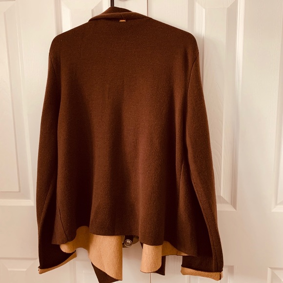 St John Open Shawl Cardigan Brown Tan Sweater - Picture 2 of 9